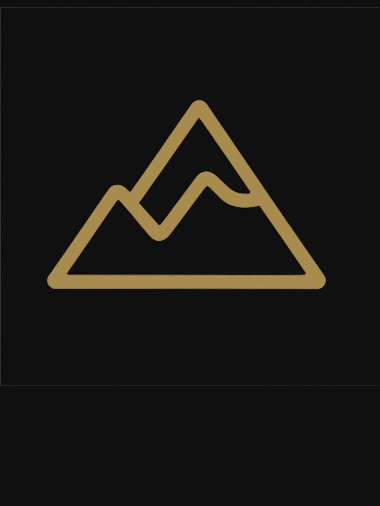 Minimal Gold Mountain – Adventure Hiking Line Art by PunchDrop