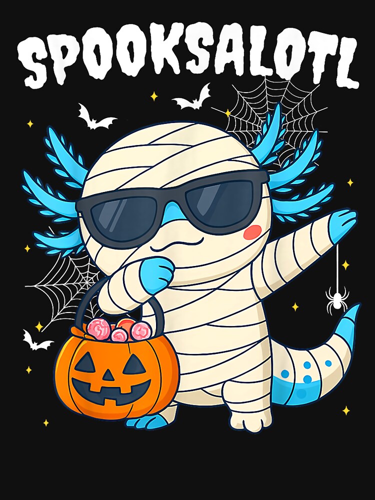 Cute Axolotl Loves Eating Sweet Halloween Pumpkin by BASKF
