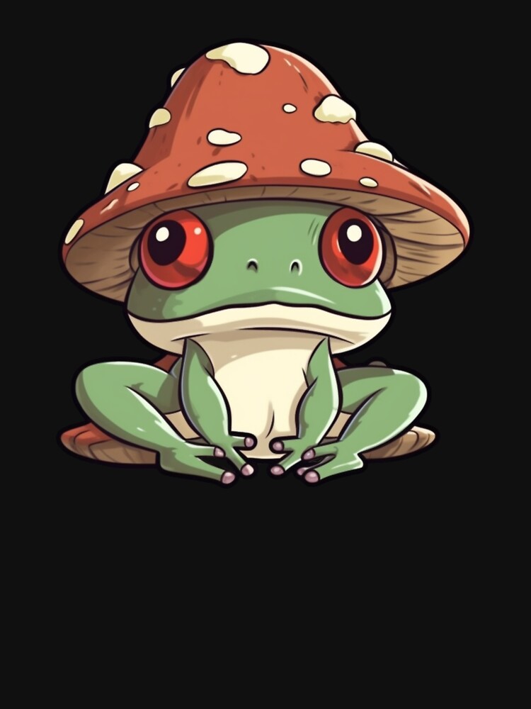 Cute Mushroom Frog, Cartoon Style Froggy, Sticker, Illustration by art-max-jenner