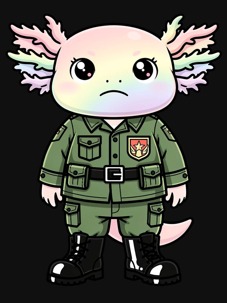 Cute-Serious Army Axolotl – Funny Respectful Military Gift Illustration by ColorSplash123