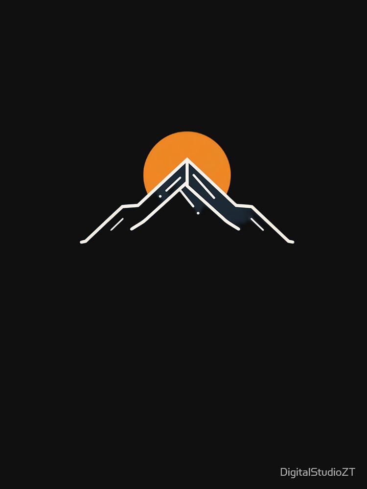 Minimal Mountain Sunrise Line Art Illustration by DigitalStudioZT