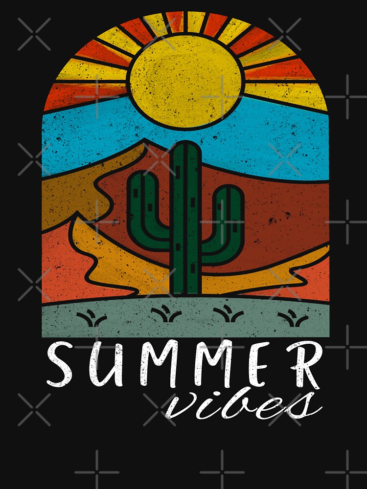 Retro Summer Vibes, Cactus and Desert Sunrise by madtoyman