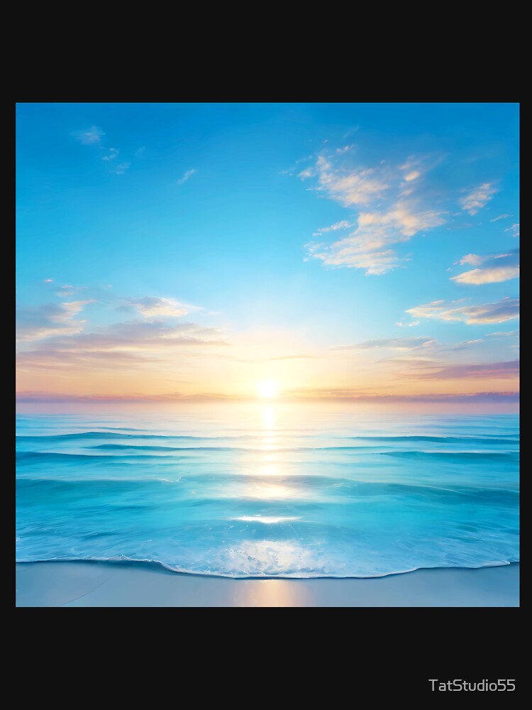 Clean and Blue Sky A Sunrise Over A Tranquil Ocean - 2 by TatStudio55