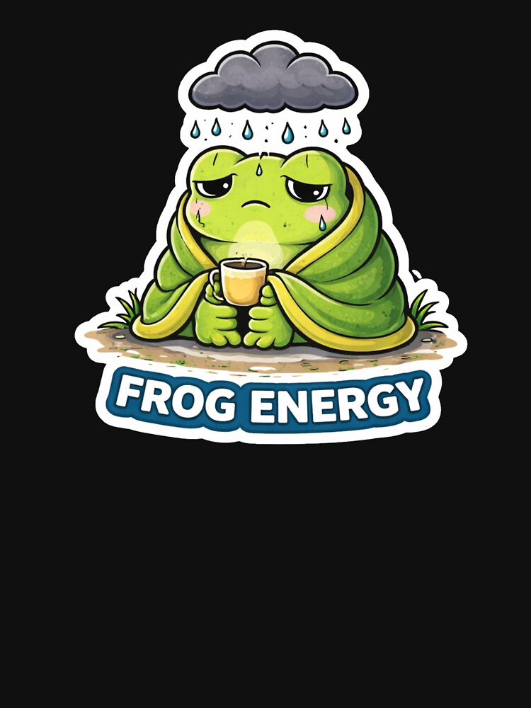 Frog Energy – Sad Rainy Frog Meme Sticker by BetcherStudio