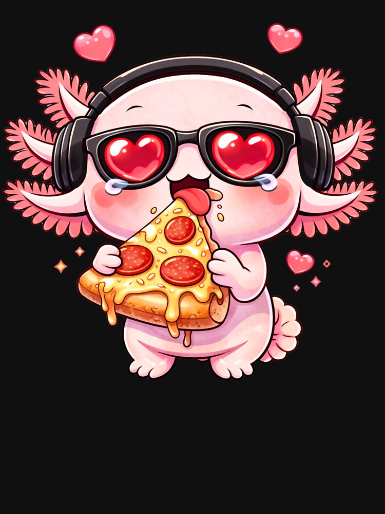 Pizza Love Axolotl – Cute Kawaii Axolotl Eating Pizza Chibi Anime Food Lover Design by ColorSplash123