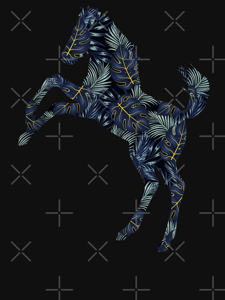 Mustang Horse Palm Tree Monstera Leaves Pattern by SoccaTamam