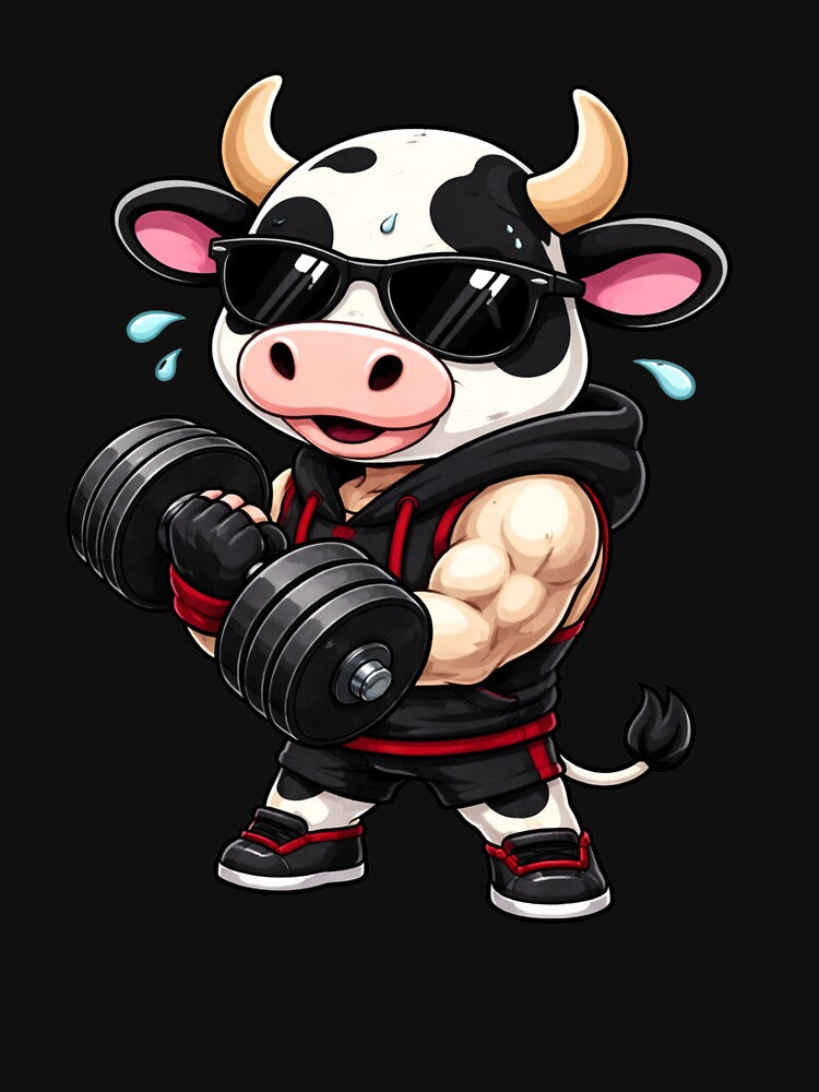 Gym Bro Cow – Muscular Cute Cow Cartoon | Funny Fitness Design by ColorSplash123