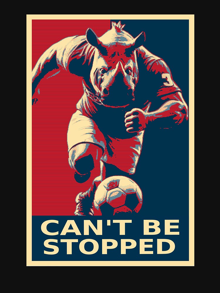Can't Be Stopped Rhino Football (Soccer) Player by TrueArtsStore