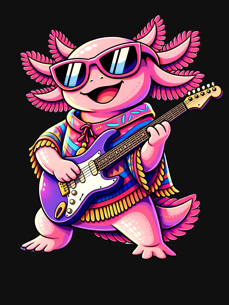 Rockstar Axolotl Playing Guitar – Cool Pop Art Music Animal Illustration by ColorSplash123