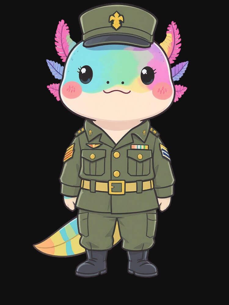Standing at Attention Axolotl – Proud Honor & Duty Illustration by ColorSplash123