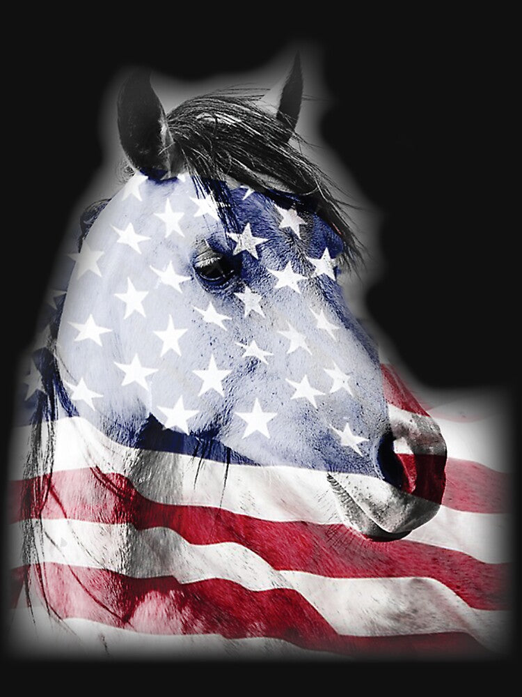 Patriotic Horse Head Horse Lover Independence Day Pet Animal Lover by EmilyPippin