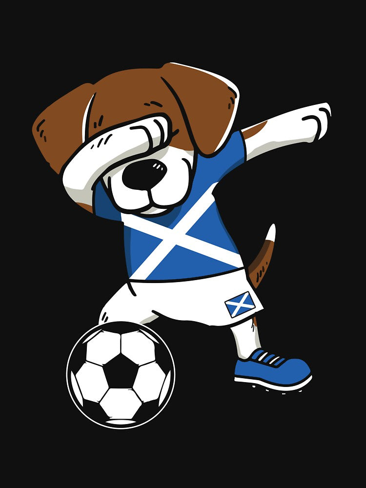 Dabbing Footballer Dog Scotland Football Gift Scotsman by Lenny Stahl