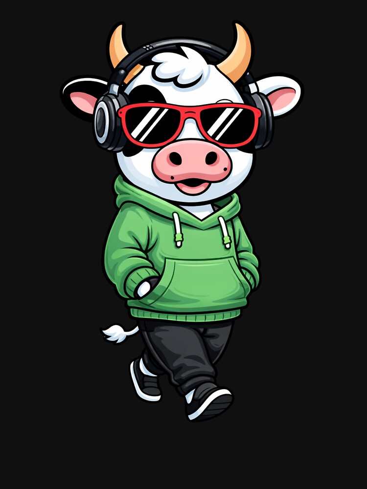 Cool Street Walker Cow – Cute Streetwear Cow in Hoodie | Urban Gen Z Cartoon by ColorSplash123
