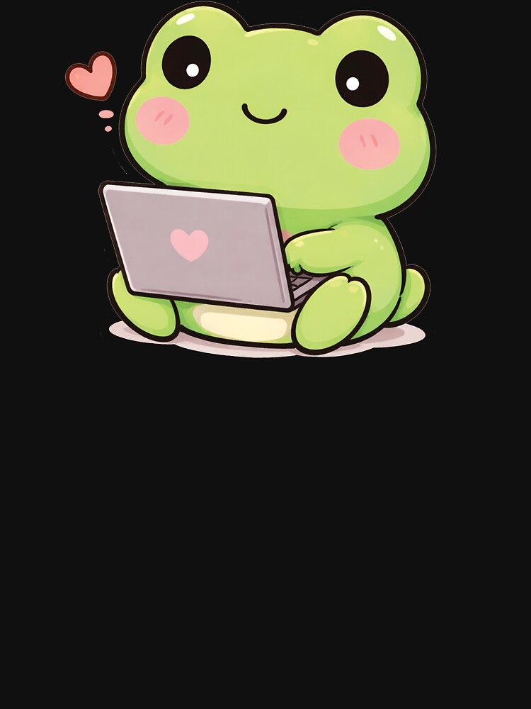 Cute working laptop frog by franky-and-art