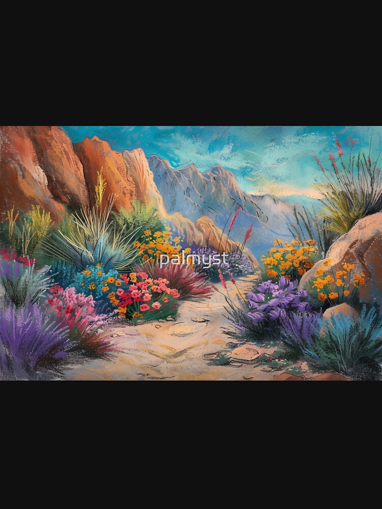 Desert canyon with colorful wildflowers by palmyst