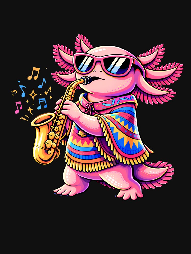 Cool Jazz Axolotl Playing Saxophone – Stylish Pop Art Music Illustration by ColorSplash123