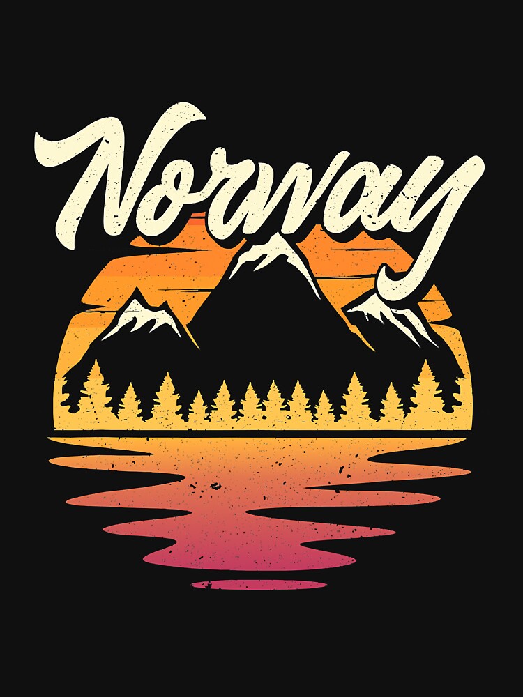 Vintage Norway Sunset Mountains River by SkyCloudBlue