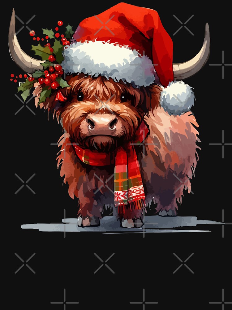 Funny Christmas Highland Cow Heilan Coo by TomFrontierArt