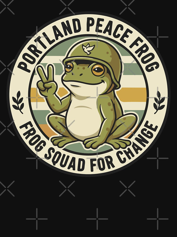 Peace Frog Retro Design – Cute Activist Frog Art, Hippie Frog Squad for Change, Vintage Boho Frog with Peace Sign by Charaff