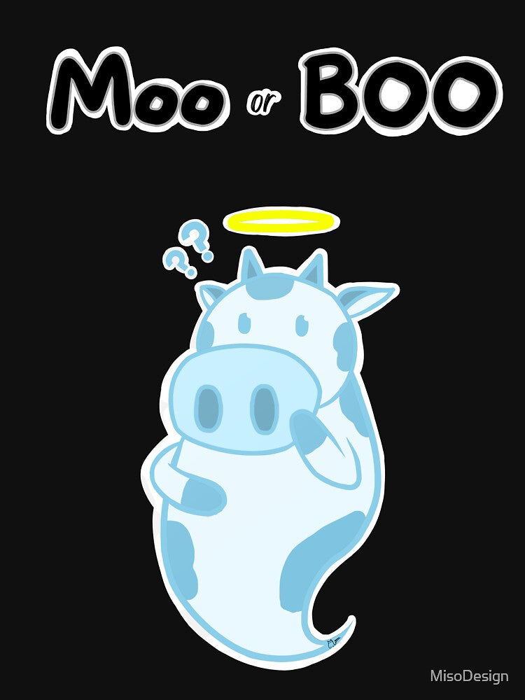 Cute Cow Ghost with Moo or Boo by MisoDesign