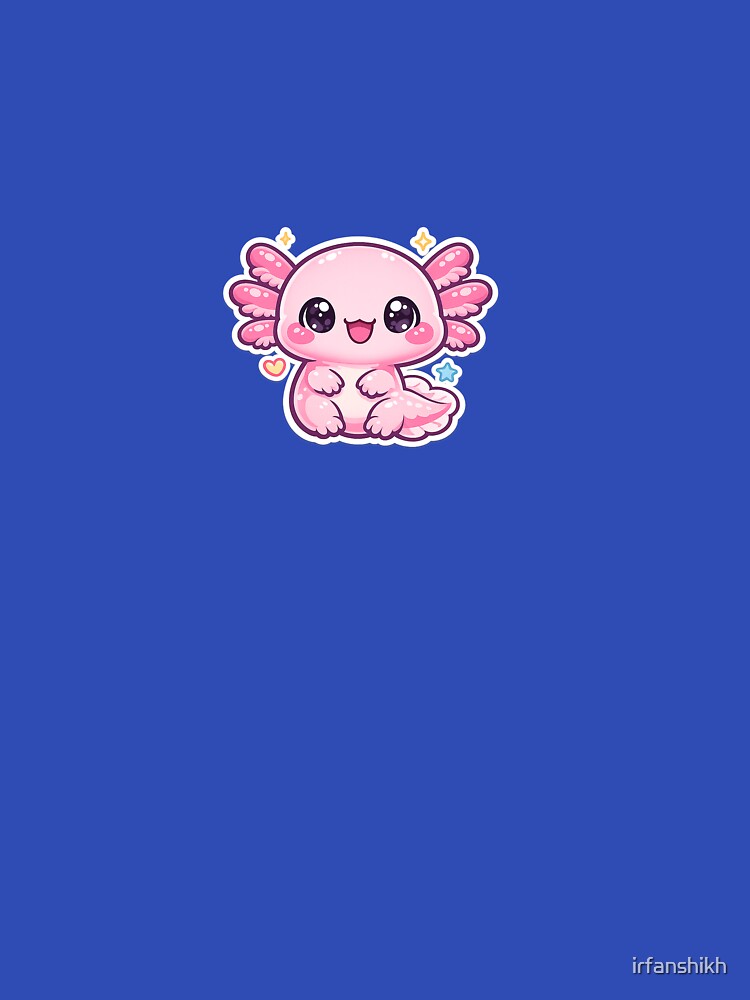 Cute Pink Axolotl Kawaii Cartoon – Adorable Pastel Axolotl Sticker & T-Shirt Design by irfanshikh