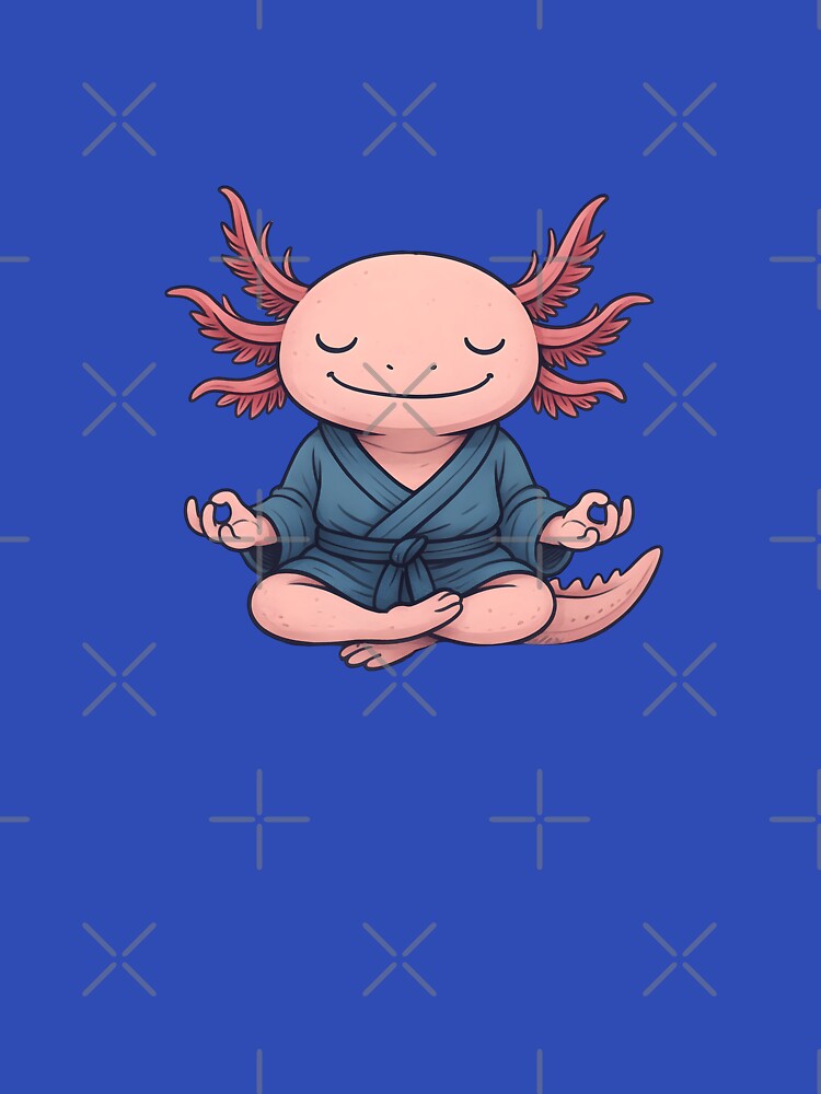 Zen Axolotl – Meditating Amphibian in Comic Style by Art Happens
