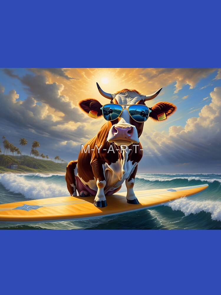 Cow surfing with glasses by M-Y-A-R-T-