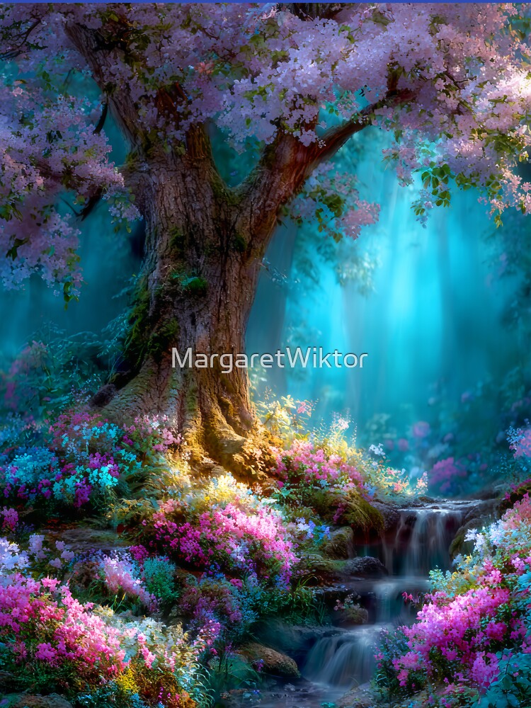 Mystical Tree Blooming in Forest by MargaretWiktor