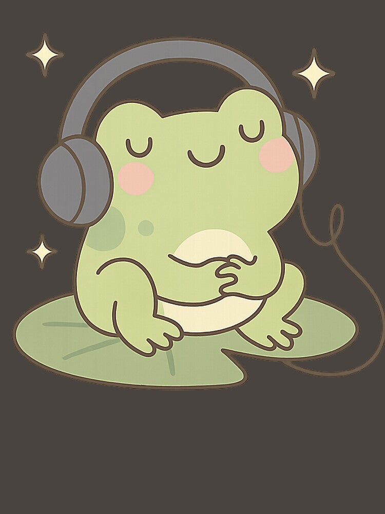 Chill Frog Listening to Music by starcupzz
