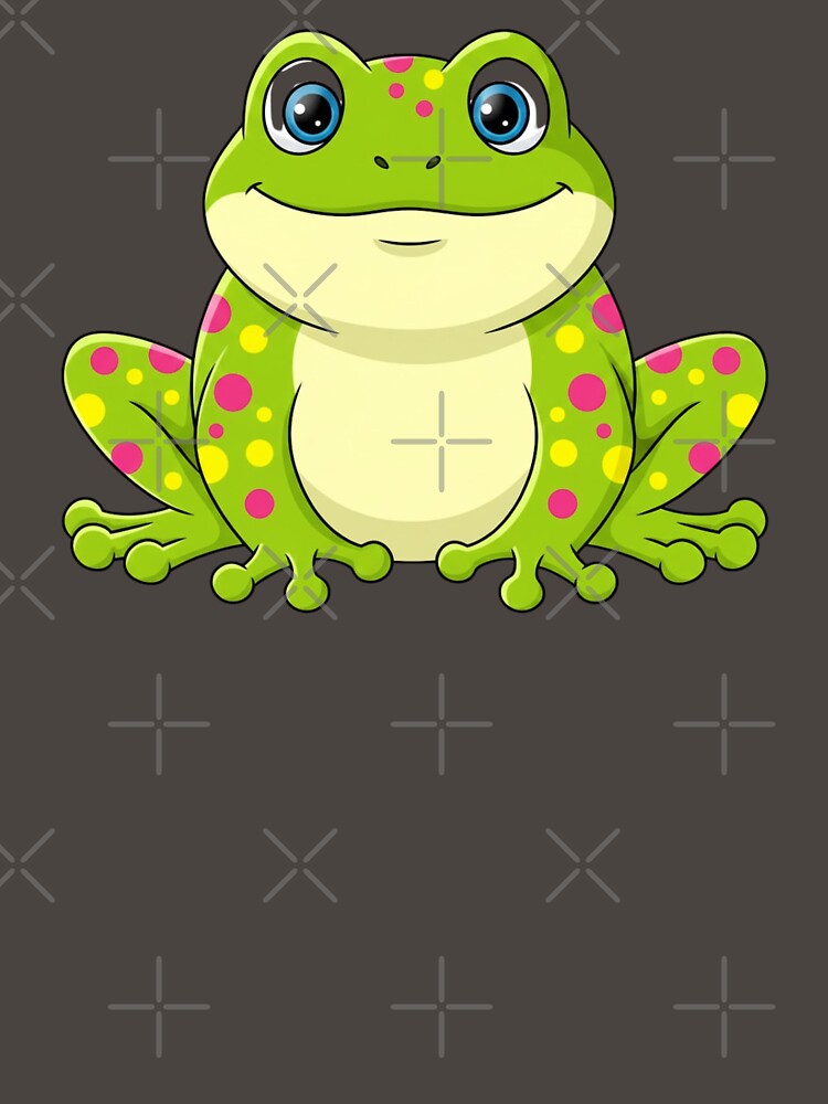 Cute Kawaii Spotted Frog Big Eyes Pink Green Cartoon by anandsiva2703