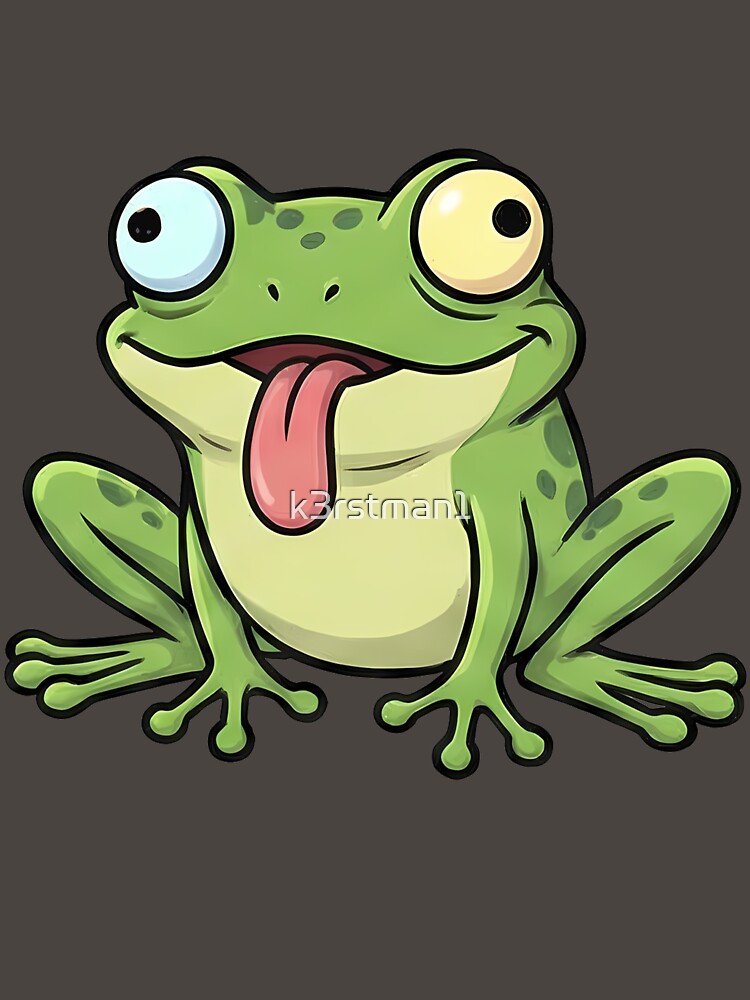 Goofy Green Frog Cartoon Tongue Out by k3rstman1