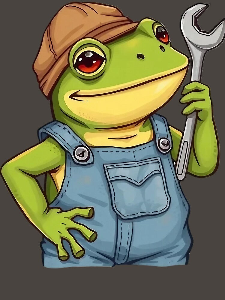 Cute Frog Mechanic – Cartoon Frog with Wrench and Overalls 2 by Leharis