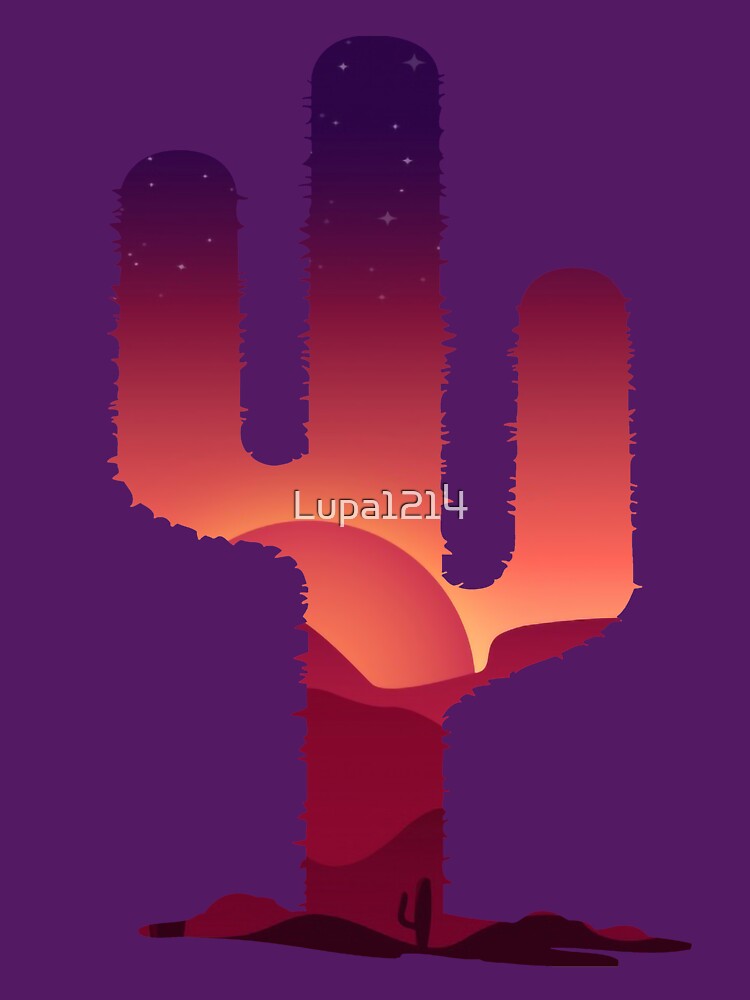 Desert Sunset Cactus Silhouette by Lupa1214