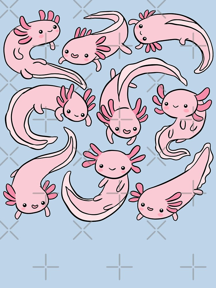 Cute little happy axolotls pattern by Yarafantasyart