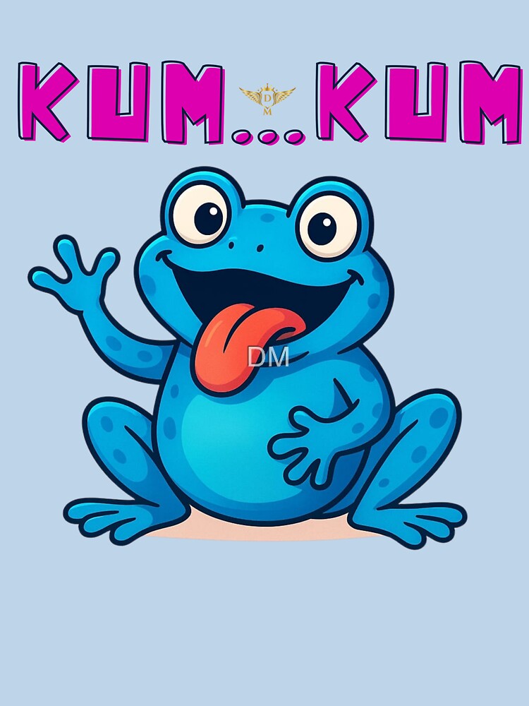 Happy Blue Frog Sticking Tongue Out Saying Ribbit by DM