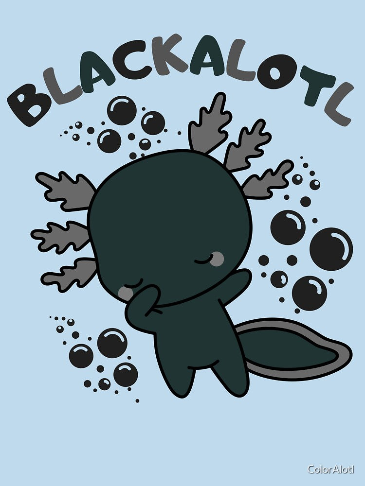Cute cartoon baby black Axolotl funny by ColorAlotl