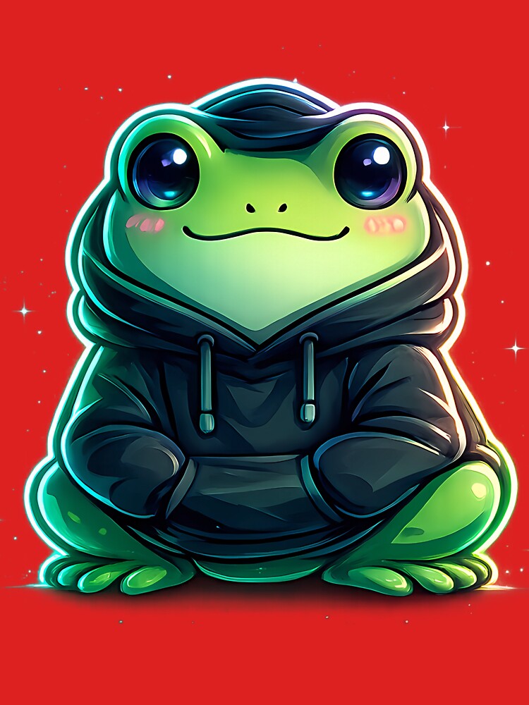 Just Vibing Neon Frog – Cute Cyber Aesthetic Frog in Hoodie by Culture Atlas