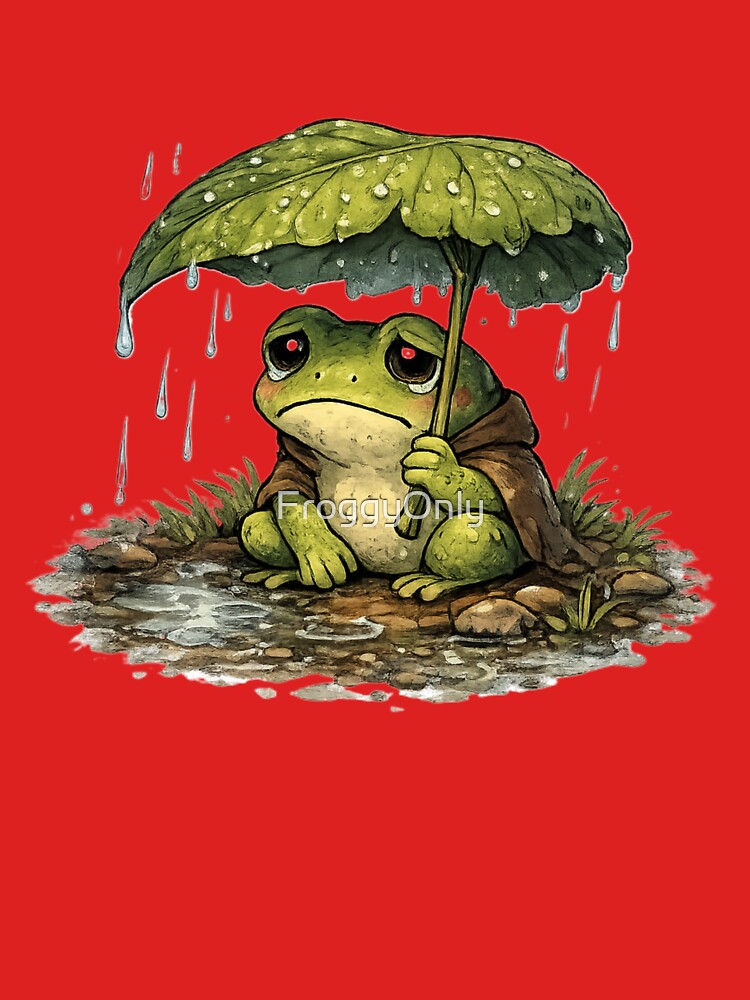 Sad frog in the light rain by FroggyOnly