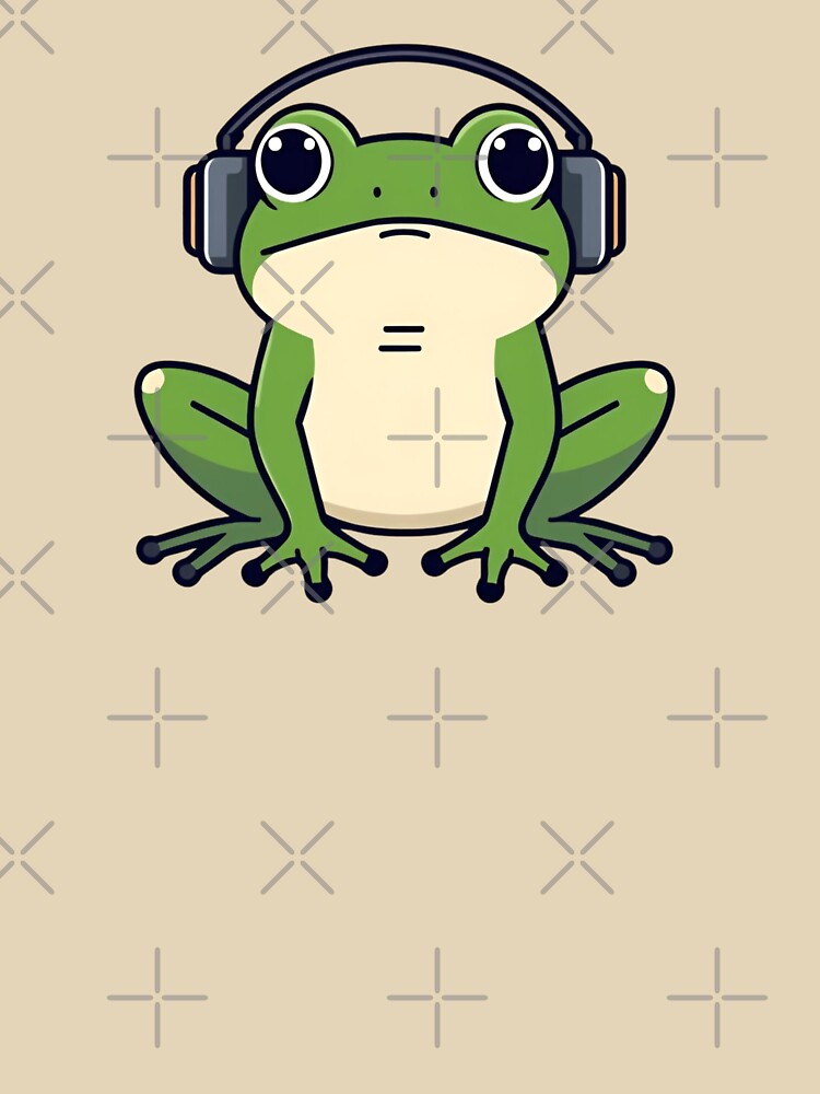 Cute Frog With Headphones – Kawaii Music Lover Illustration by SimplyJasper