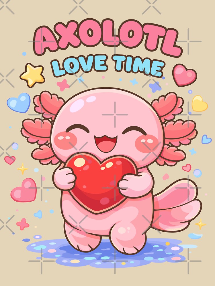 Cute Axolotl Love in Kawaii Funny Style by Sitchko