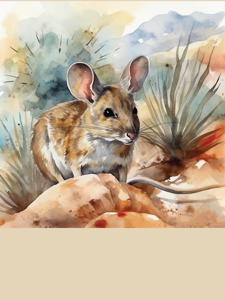 A Kangaroo Rat - Boho Desert Landscape Watercolors by GVRDesign