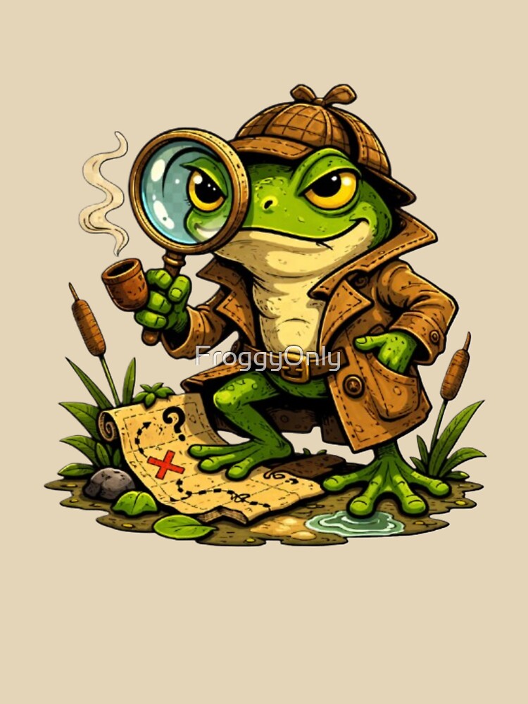 Detective frog with magnifying glass by FroggyOnly
