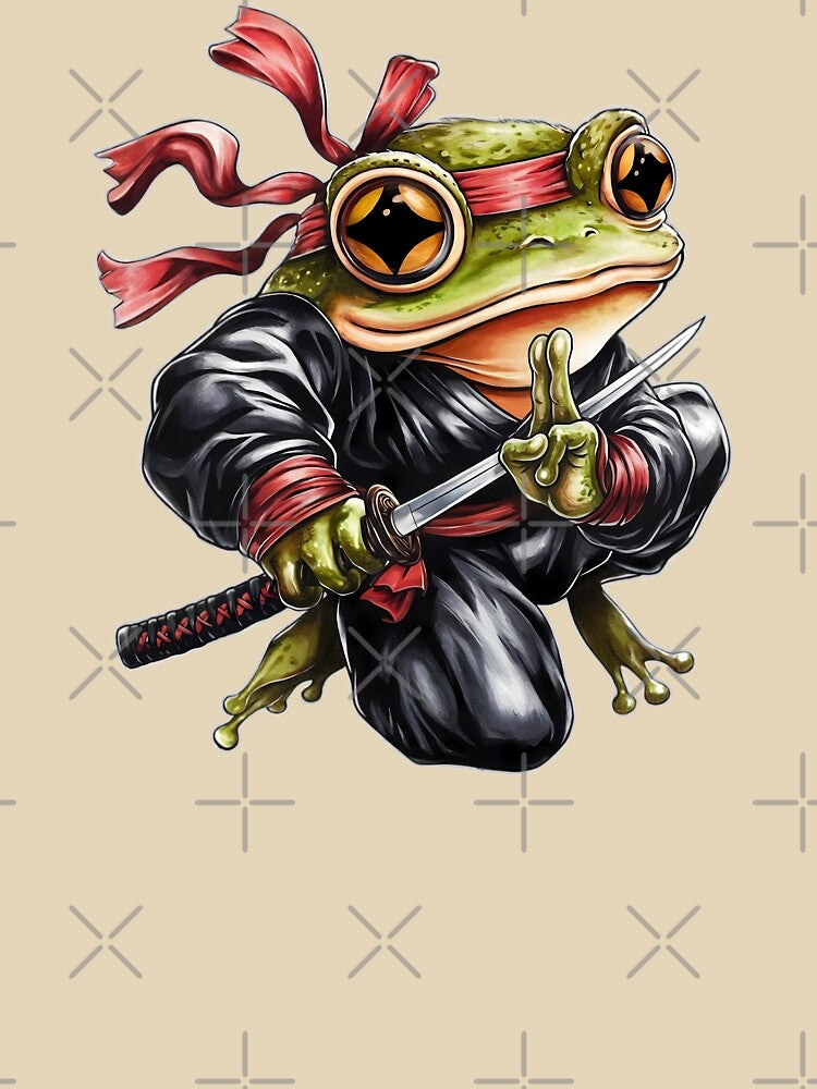 Cute Frog Ninja Samurai Kawaii Warrior Frog Anime Style Funny Animal Design by DNDU_Design