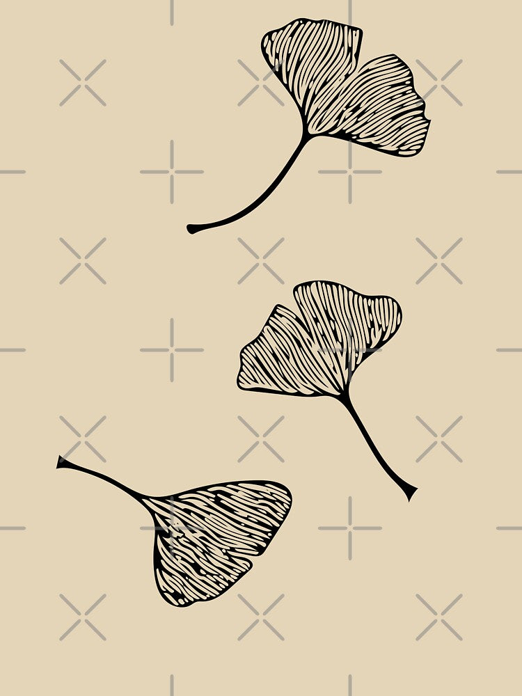 Ginkgo Vector Black on Warm Grey by Beth Thompson