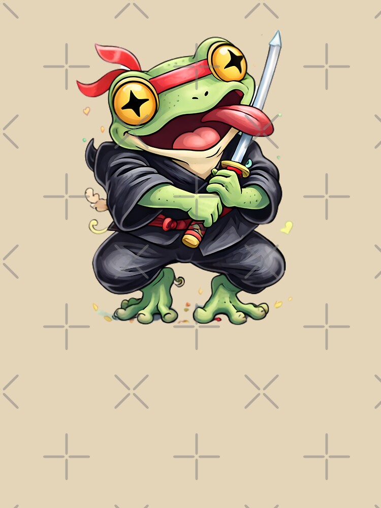 Funny Frog Ninja Kawaii Samurai Cartoon Cute Warrior Frog Meme Style Design by DNDU_Design