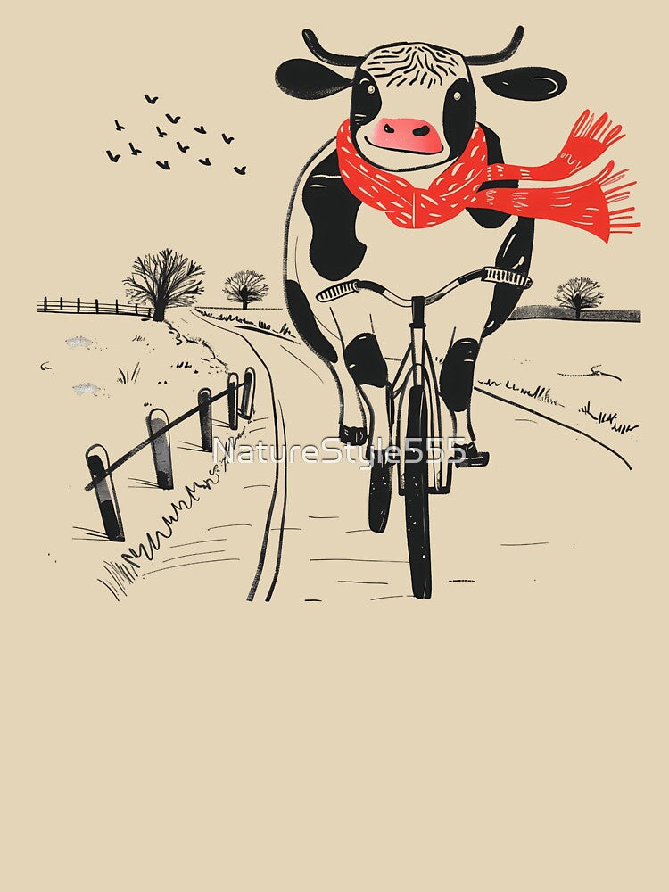Rustic Ride: Cow in Red Scarf by NatureStyle555