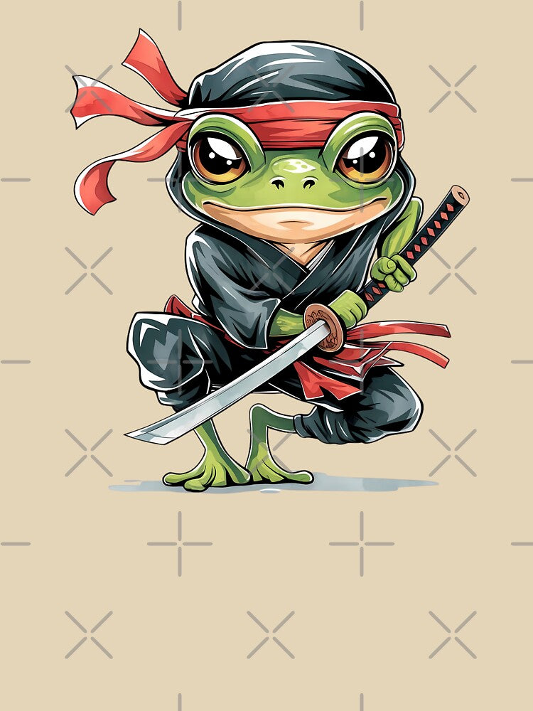Cute Frog Ninja Kawaii Samurai Frog Cartoon Funny Animal Warrior Design by DNDU_Design