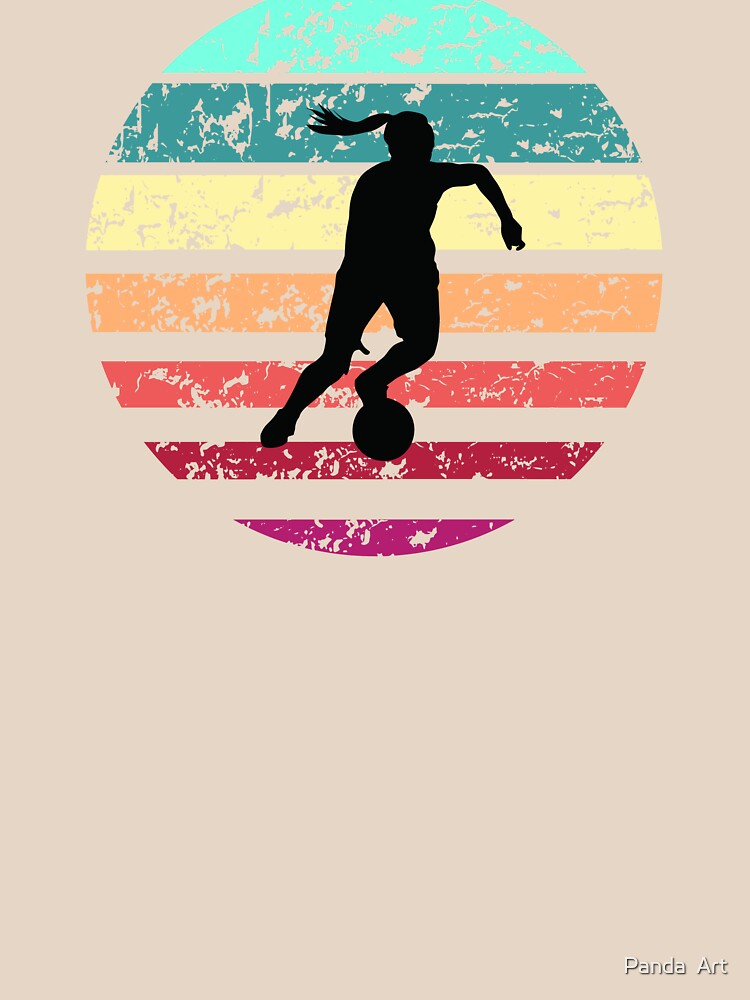 soccer girl sprint vintage summer retro football by Panda  Art