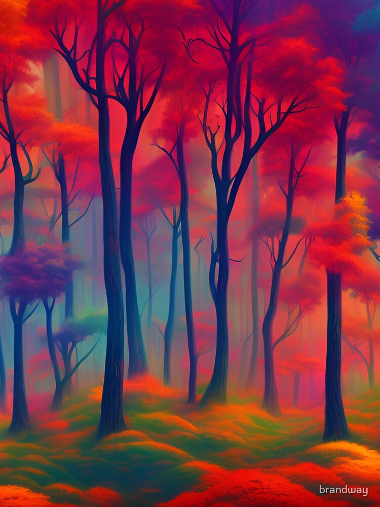 Red trees in the forest by brandway
