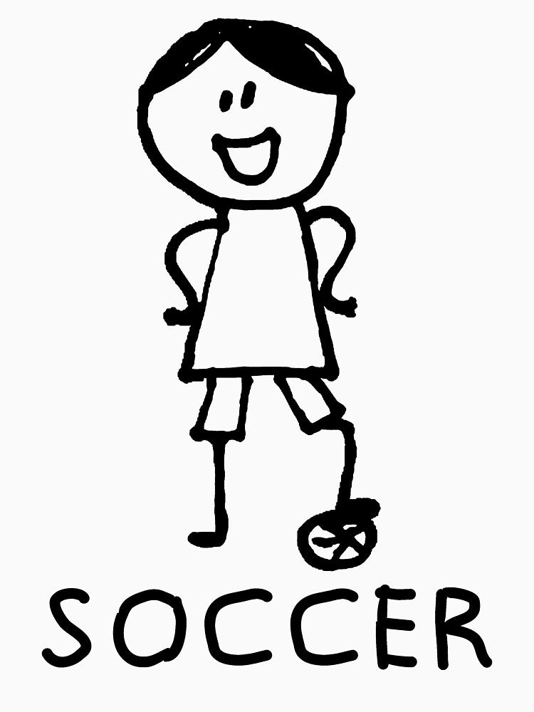 Stick Peeps SOCCER kids kid children child active (black) by SolidEarthArt